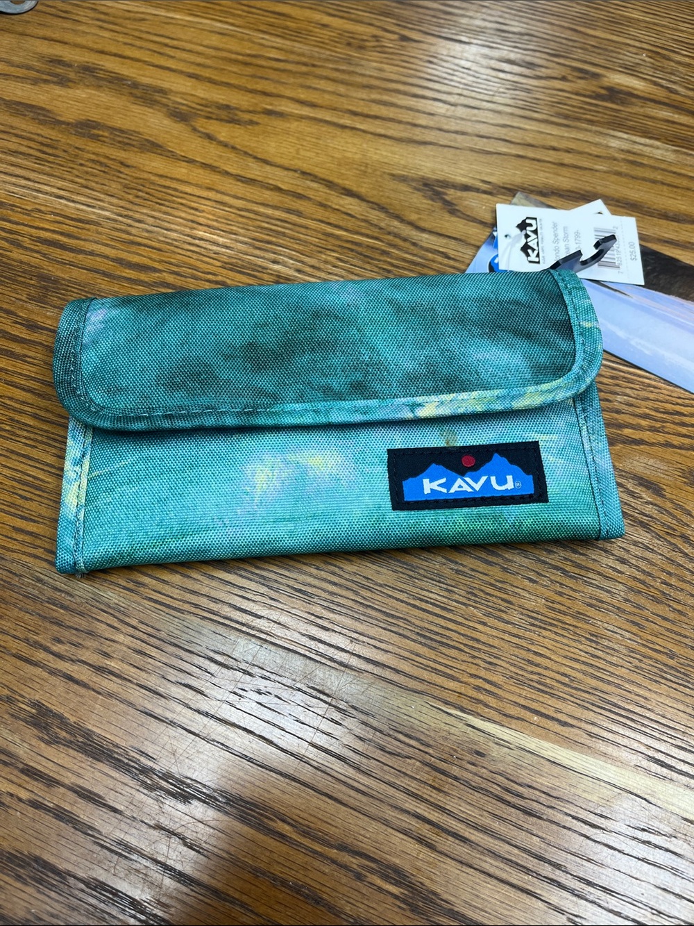 Kavu Teal Fold-Over Wallet with Blue Logo